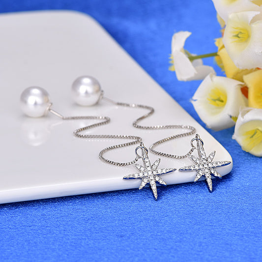 Aretes Estrella Octagonal con Circones Brillantes - Image 2
