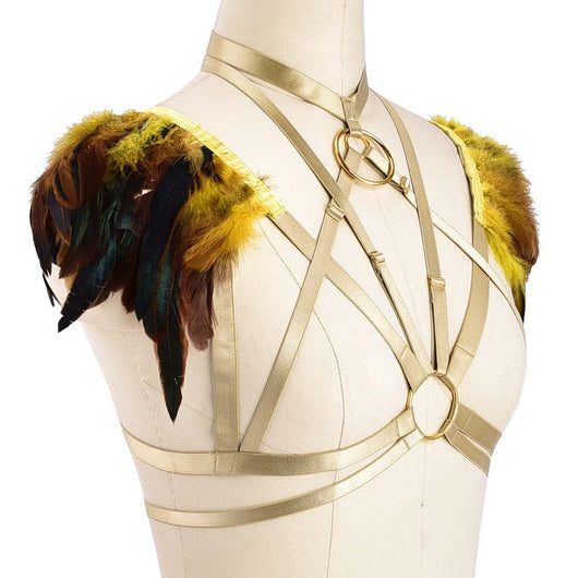 Sostén Harness Gótico Punk con Plumas para Eventos y Prom - Image 9