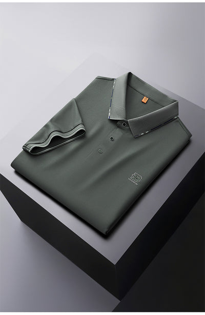 Polo Oversize de Seda Helada para Hombre - Manga Corta con Solapa Relajada - Image 11