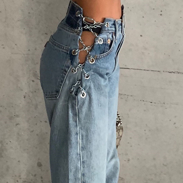 Jeans de Cintura Alta Efecto Lavado