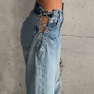Jeans de Cintura Alta Efecto Lavado