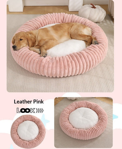 Cama Acolchada Redonda para Mascotas con Diseño de Rayas - Image 19