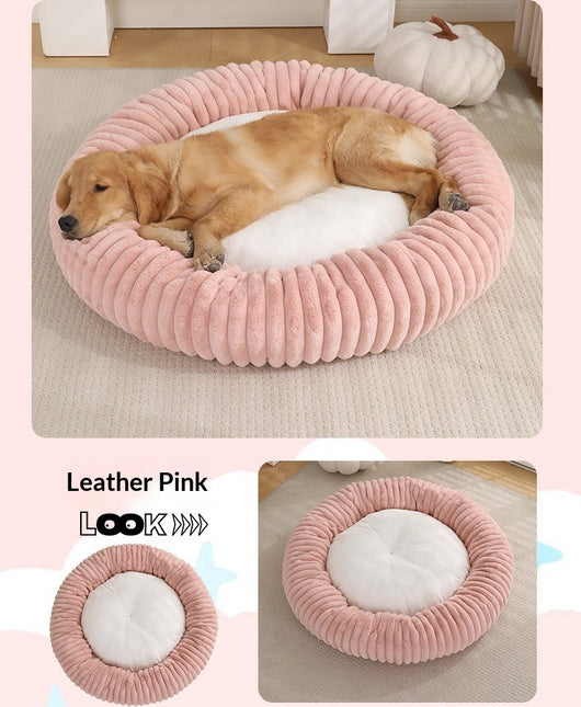 Cama Acolchada Redonda para Mascotas con Diseño de Rayas - Image 19