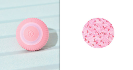 Pink round electronic cat toy with power symbol and a circular cat play mat with cartoon animals and pink border. - Image 16