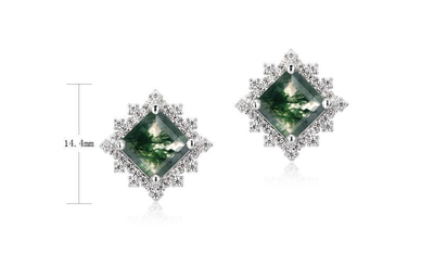 Aretes de Ágata Verde Musgo Cuadrados con Plantas Acuáticas - Lujo Accesible - Image 12