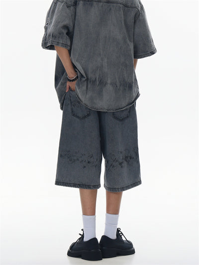 Conjunto de Camisa y Shorts Denim Retro Desgastado para Verano - Image 12