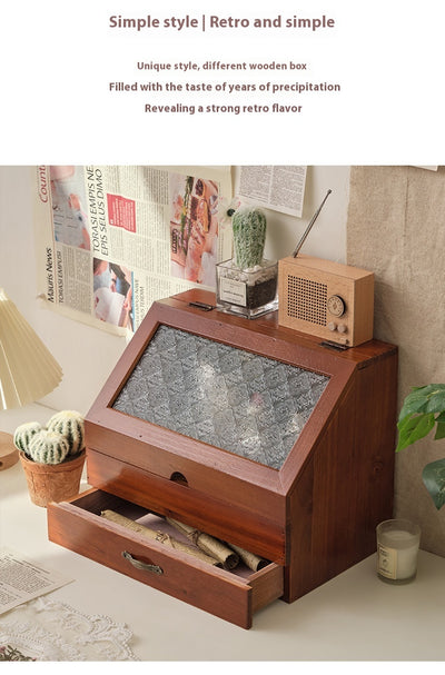 Gabinete de Almacenamiento Cosmético Vintage Madera con Doble Cajón - Image 14