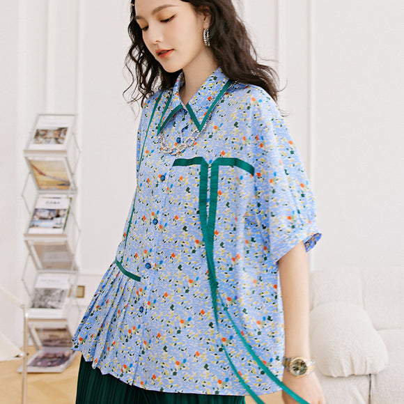 Cardigan Estampado Manga Corta Dulce y Moderno para Mujer