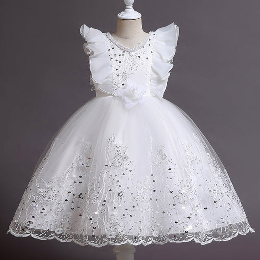 Vestido Princesa Niña con Flores Bordadas - Image 2