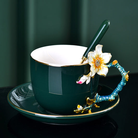 Juego de Taza y Platillo de Cerámica Esmaltada Creativa - Image 14
