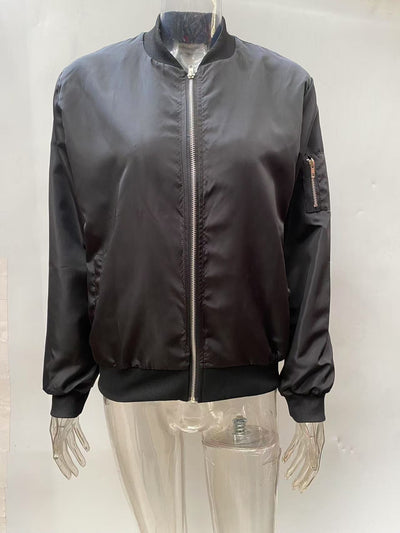 Chaqueta Exterior Mujer de Color Sólido con Cierre - Estilo Europeo Otoño - Image 22