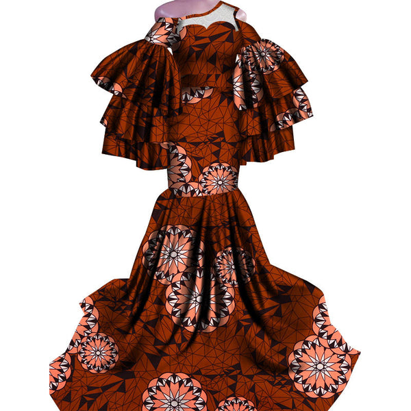 Vestido Largo Estampado Africano con Corte Sirena
