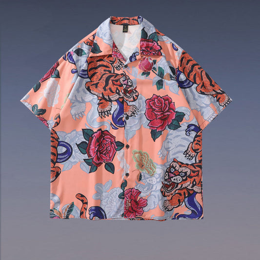 Camisa Retro Estampado Floral para Hombre