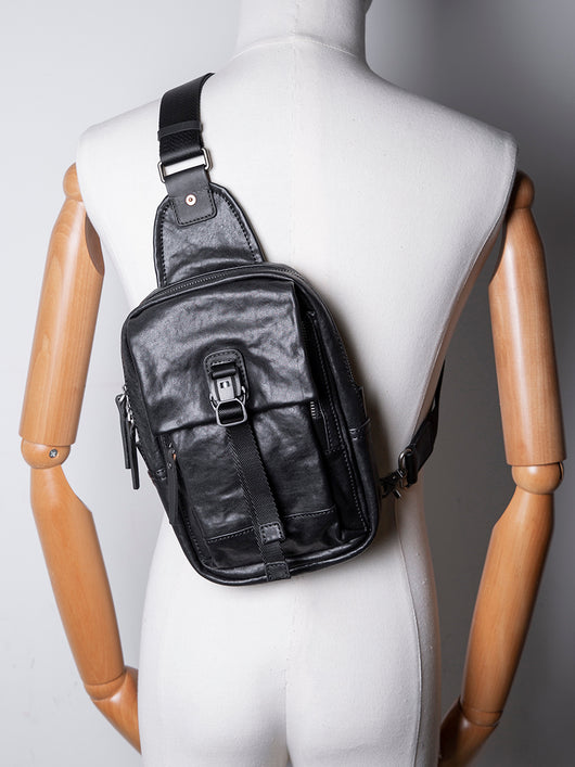 Bolso Pecho Cuero Genuino para Hombre - Diseño Moderno y Funcional - Image 7