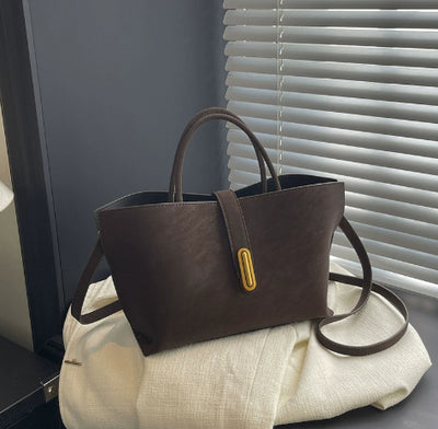 Bolsa Tote Minimalista de Alta Capacidad con Acabado Ante Retro - Image 9