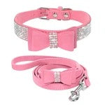 Collar y Correa para Perro y Gato de Cuero con Brillantes - Image 9