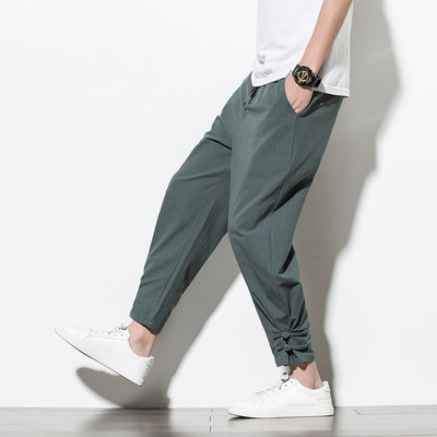 Pantalones Deportivos Hombre Algodón Lino Estilo Asiático - Image 10