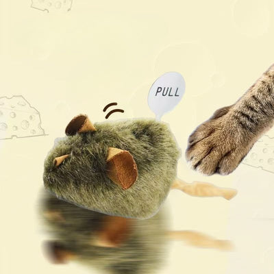 Three green plush mouse cat toys with tan ears and tails, one hanging upside down, against a white background. - Image 5