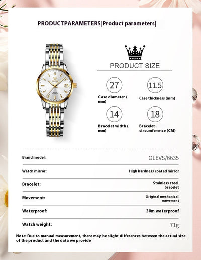 Reloj Mecánico Automático Minimalista Ultradelgado para Mujer - Image 8