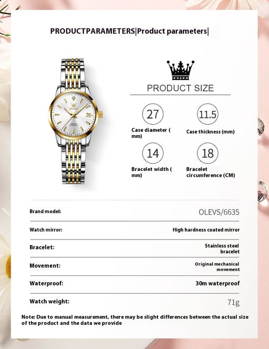 Reloj Mecánico Automático Minimalista Ultradelgado para Mujer - Image 8