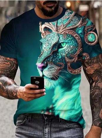 Camiseta 3D Hombre Estampado León Feroz - Diseño Personalidad Fashion - Image 2