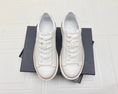 Zapatos Blancos de Cuero con Cordones - Punta Redonda y Corte Bajo