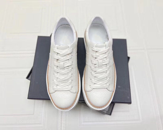 Zapatos Blancos de Cuero con Cordones - Punta Redonda y Corte Bajo