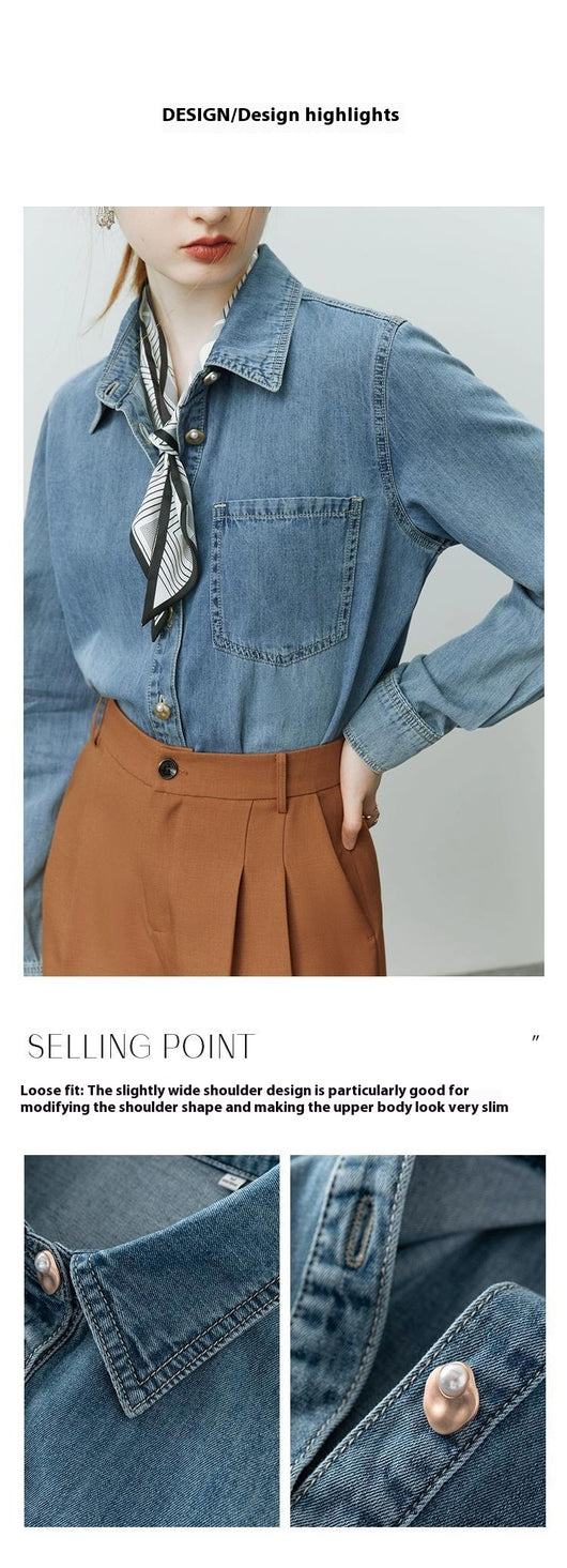 Chaqueta Camisa Denim Azul Suave con Efecto Bandage para Mujer - Image 17