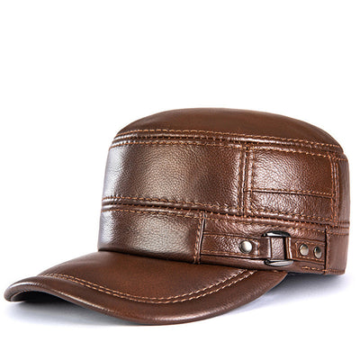 Gorra Plana de Cuero para Hombre con Protección Térmica - Image 4