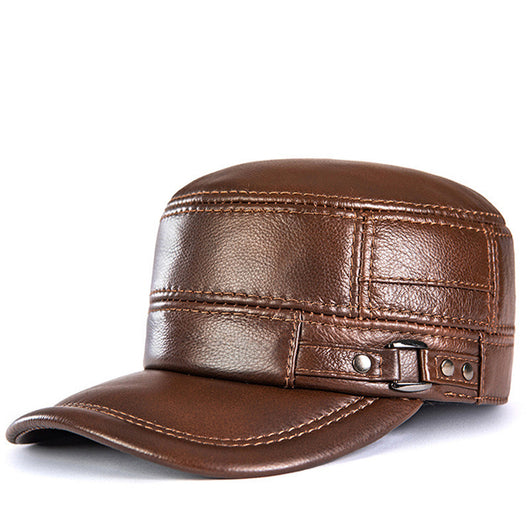 Gorra Plana de Cuero para Hombre con Protección Térmica - Image 4