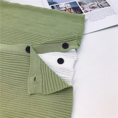 Cardigan Tejido Falsa Dos Piezas Mujer Cuello V Manga Larga - Image 73