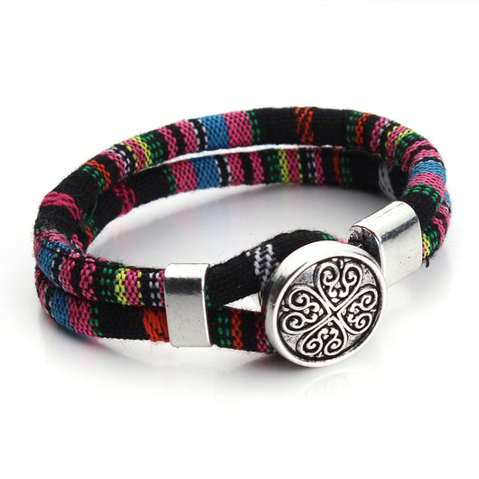 Pulsera de Cuero y Algodón Artesanal - Image 20