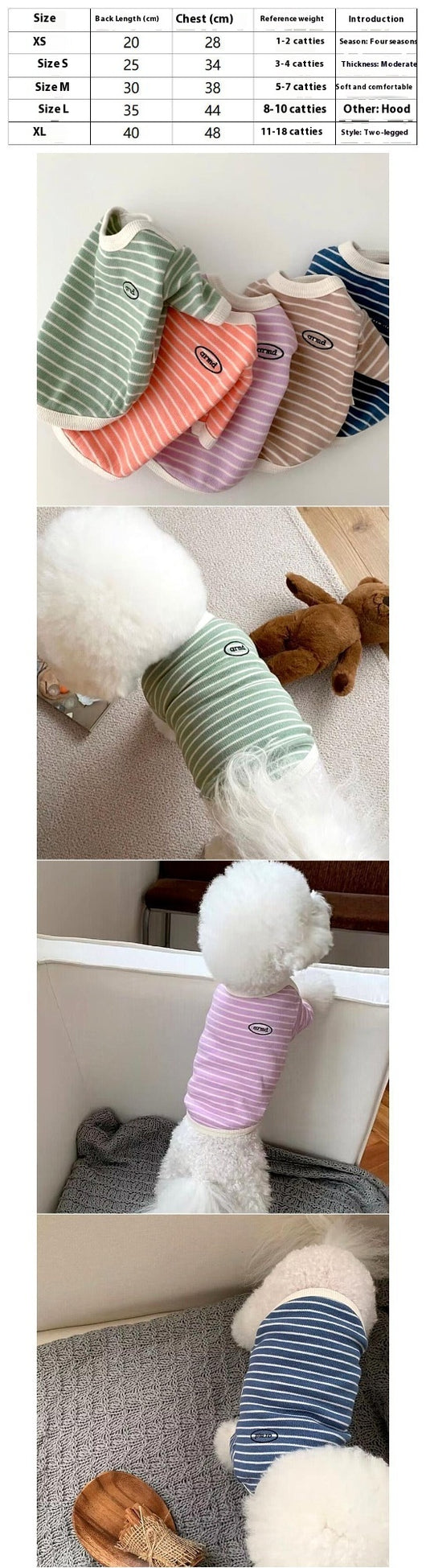 Ropa Cómoda de Rayas para Perros Pequeños - Image 11