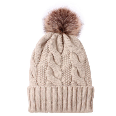 Gorro Tejido de Lana Gruesa con Pompón Abrigador para Mujer - Image 4