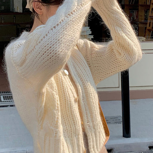 Cardigan de Mohair Tejido a Mano para Mujer - Suéter Holgado y Elegante - Image 7