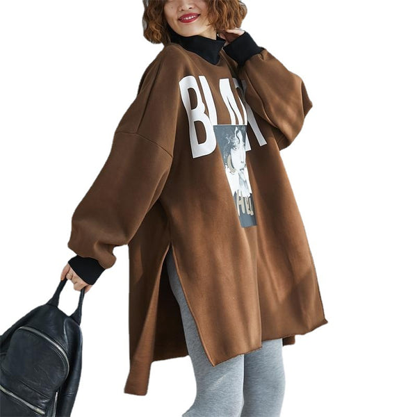 Buzo Oversized con Lettering de Largo Medio y Cuello Polera