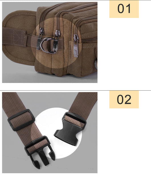 Riñonera de Lona con 4 Bolsillos para Hombre - Bolsa de Cintura Ajustable para Viajes y Actividades Outdoor - Image 13