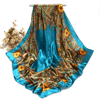 Pañuelo Floral de Seda Artificial 90cm - Primavera y Otoño - Image 26