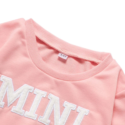 White long-sleeve adult sweater with "MAMA" text and matching child's sweater with "MINI" text. - Image 13