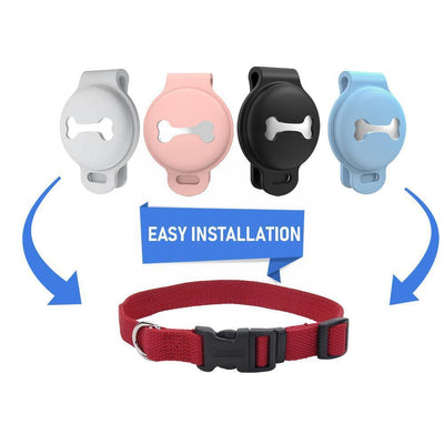 Pink silicone protective cover for a locator tracker, featuring a bone-shaped cutout and an attachment loop. - Image 16