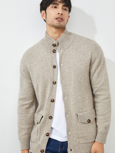 Cardigan de Cashmere Tejido Casual Manga Larga para Hombre - Image 7