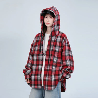 Chamarra Hoodie de Cuadros Estilo Retro Americano Unisex - Image 7