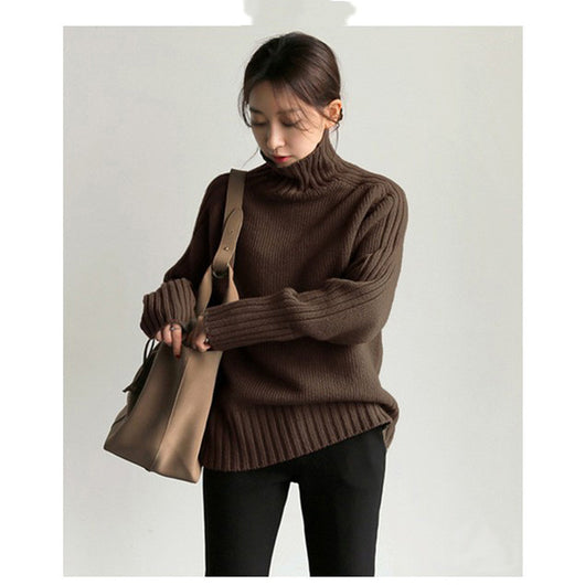 Suéter de Cuello Alto Tejido - Estilo Asiático Moderno - Image 9