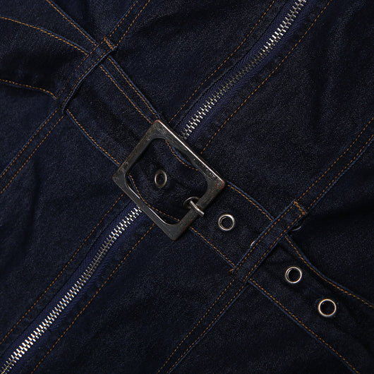 Vestido Denim con Cinturón Ajustable y Bolsa Bandolera - Image 7