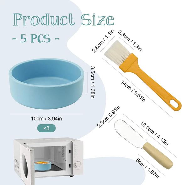 Blue Silicone Air Fryer Egg Mold 3 Pack - Reusable Egg Bite Maker for Air Fryer, Oven & Microwave, BPA Free, Dishwasher Safe, Non-Stick Breakfast Accessories, Individual Microwave Egg Cooker