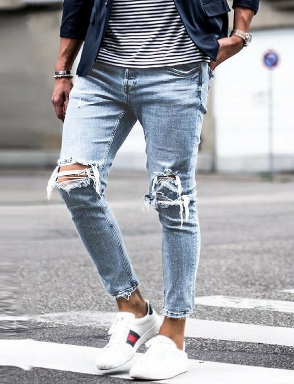 Pantalones Skinny Rotos para Hombre - Estilo Streetwear