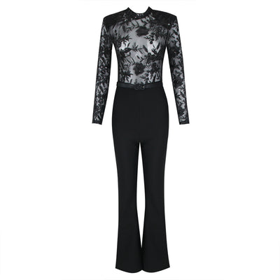 Jumpsuit de Encaje Transparente con Manga Larga para Eventos - Image 16