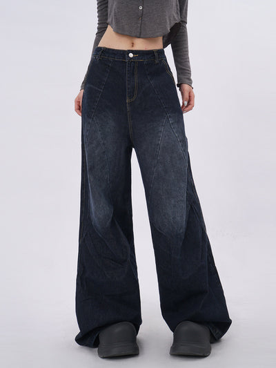 Pantalones Vaqueros Azul Claro Desgastado con Pliegues Laterales - Image 4