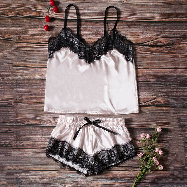 Conjunto de Pijama de Encaje para Mujer