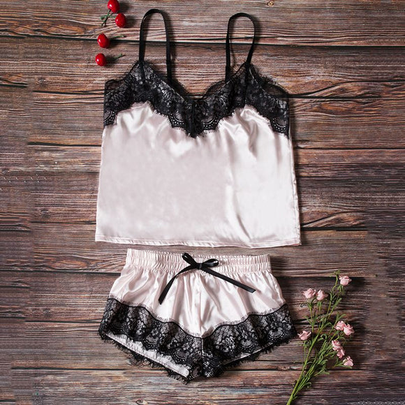 Conjunto de Pijama de Encaje para Mujer